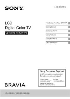 Sony KDL 32EX600 manual. Camera Instructions.